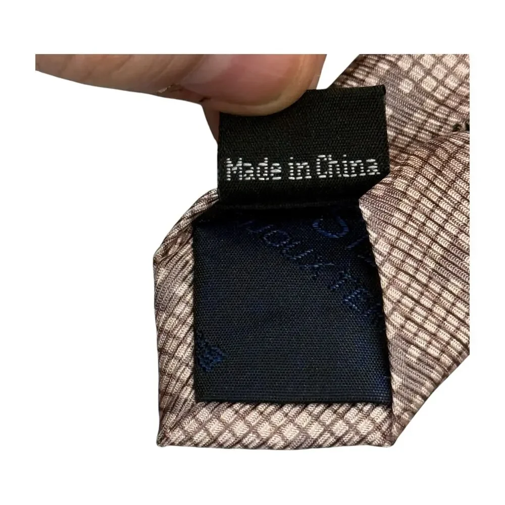 Bijoux Terner Genuine Silk Handmade Tie Mauve Taupe Geometric - Picture 5 of 7